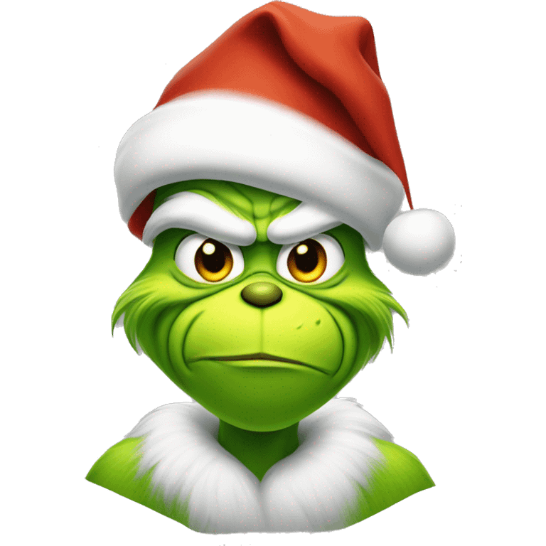 Grinch wearing Santa hat emoji