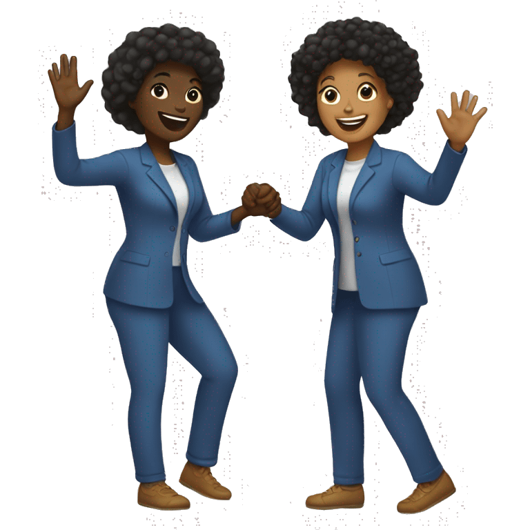 Two black women highfiving emoji