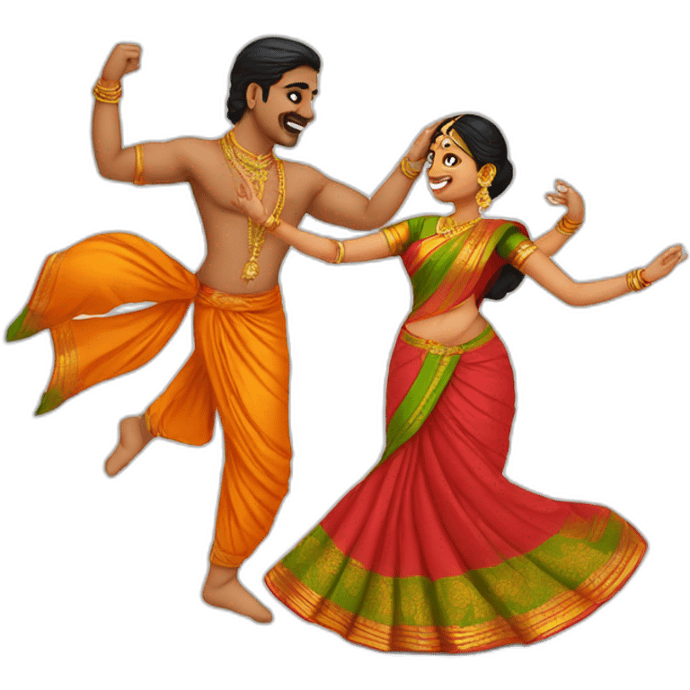 South Indian couples dancing with saree emoji