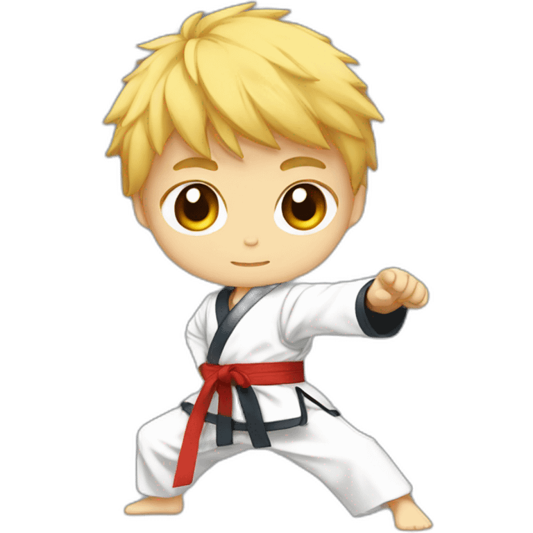 An anime boy wearing taekwondo dress in a fighting stance emoji