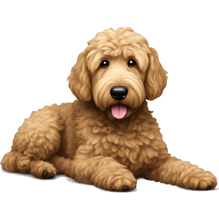 black golden doodle dog laying down emoji