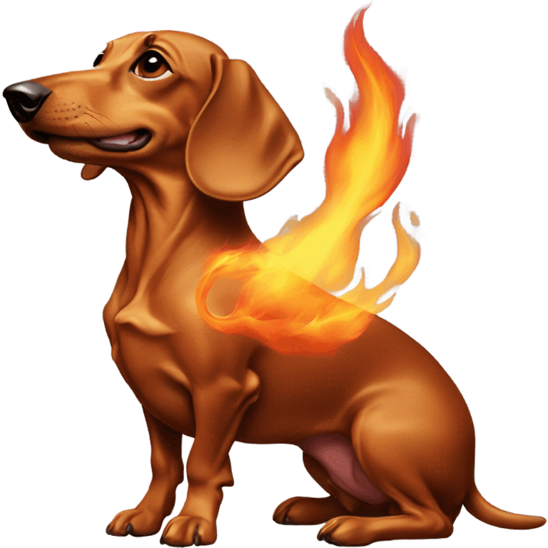 Dachshund breathing fire emoji