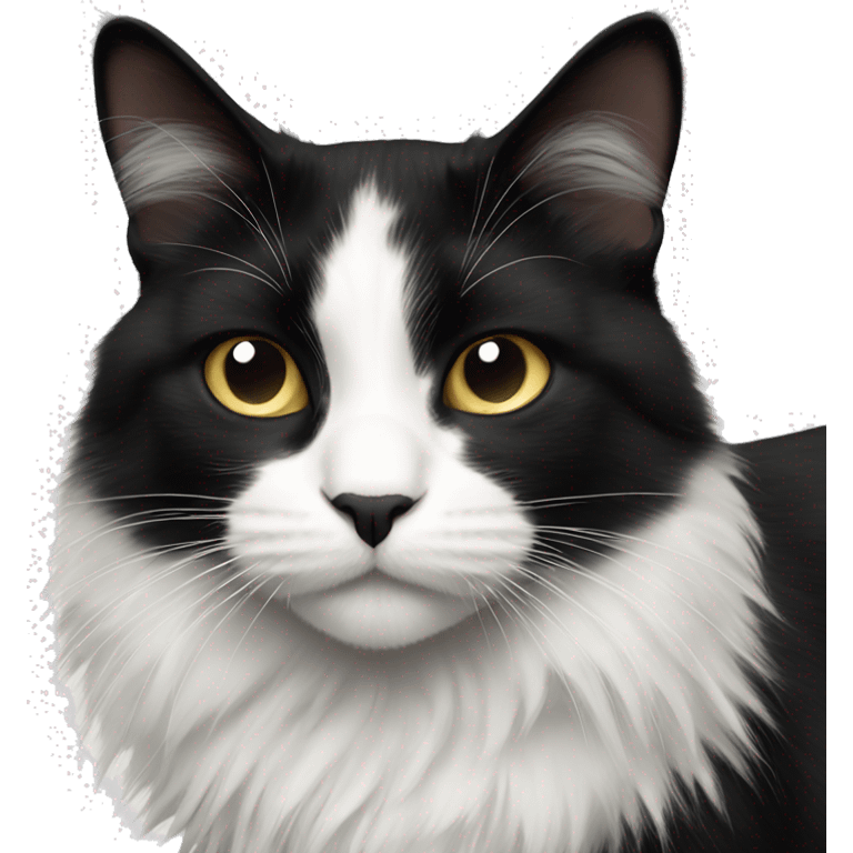 black and white cat long haired emoji