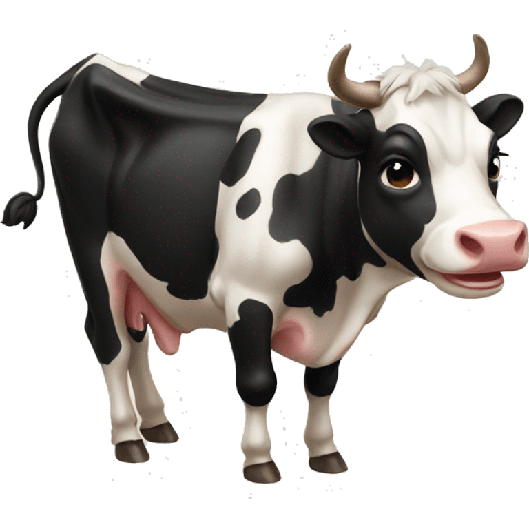 Cow laughting black emoji