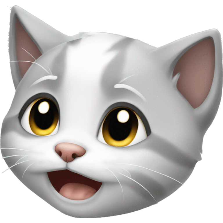 White and grey kitten crying emoji