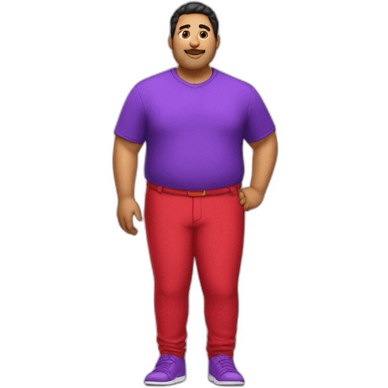 Fat latino Guy with red pants and purple shoes emoji