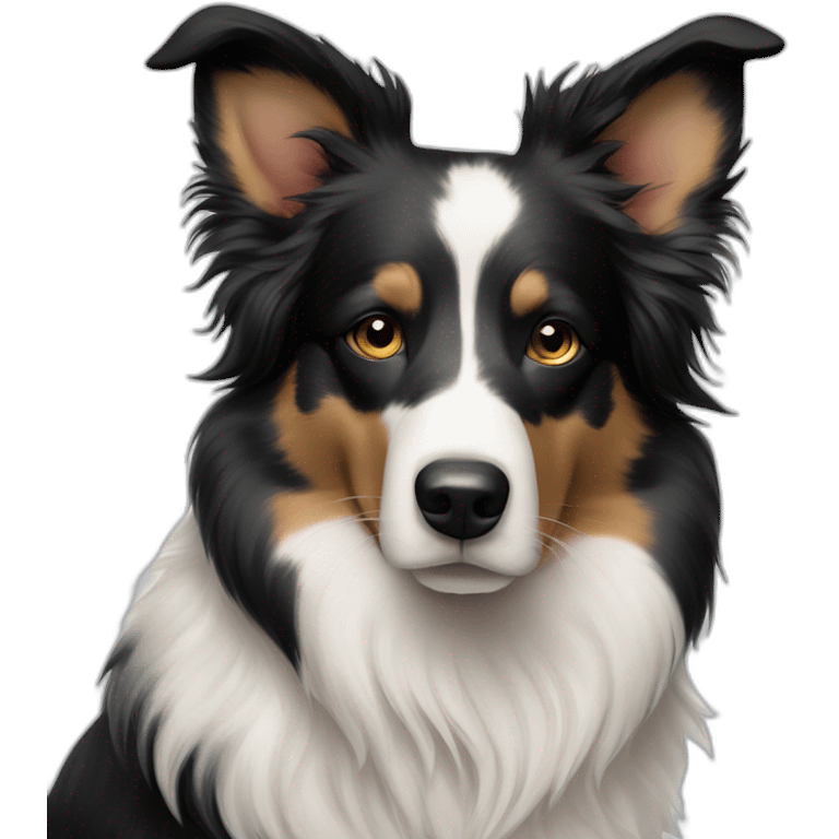 Half merle face half Tri color face border collie emoji