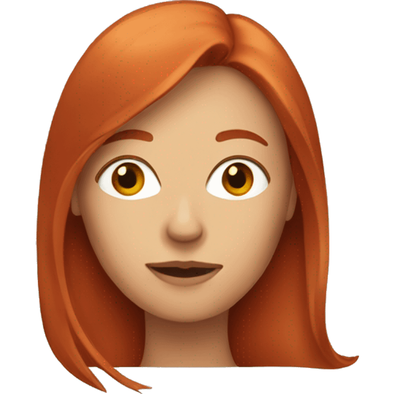 An emoji of a woman with long, straight red hair and a thin, elongated face emoji