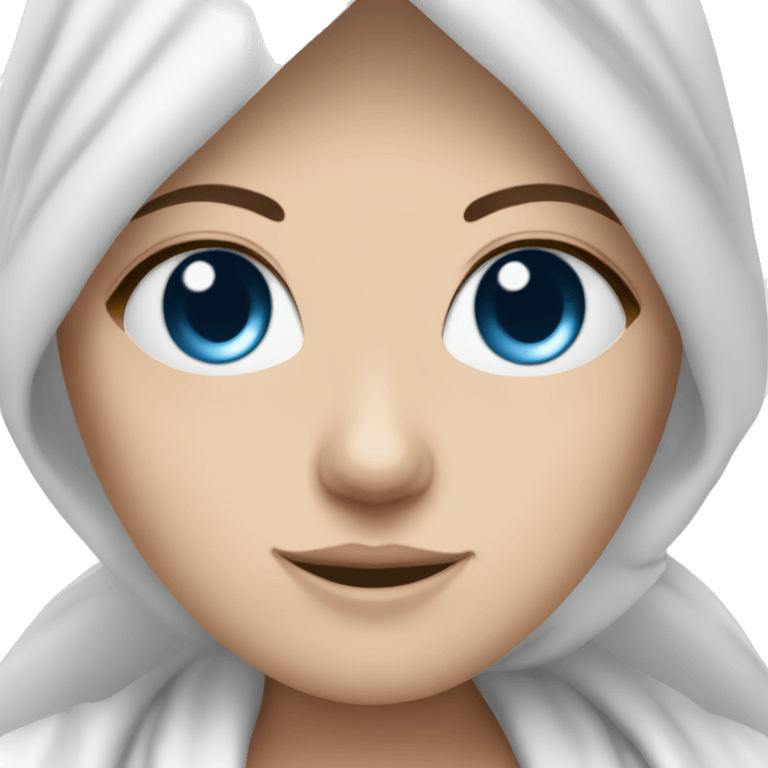 White Girl with blue eyes & hair towel on and robe  emoji