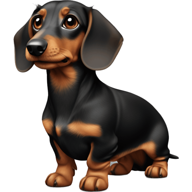 black light brown wire-haired dachshund from the front emoji