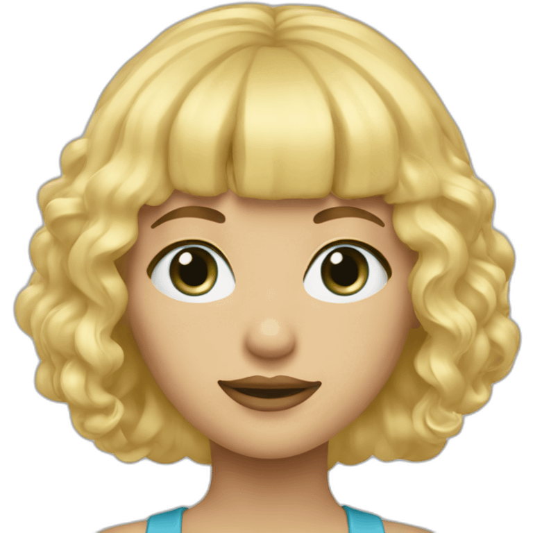 Blonde frange yeux bleus sourit emoji