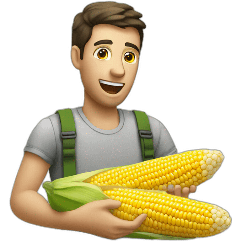 A man eating corn emoji