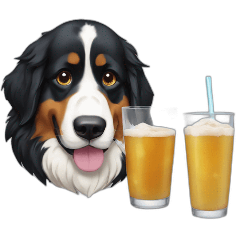 bernese dog drinking PLANTEUR emoji