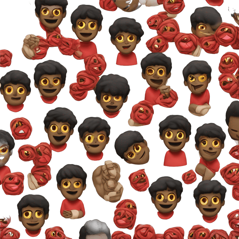 Touro forte nas cores preto e vermelho emoji