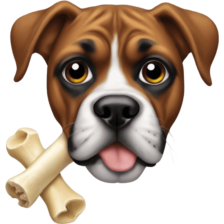 Boxer dog chewing bone emoji