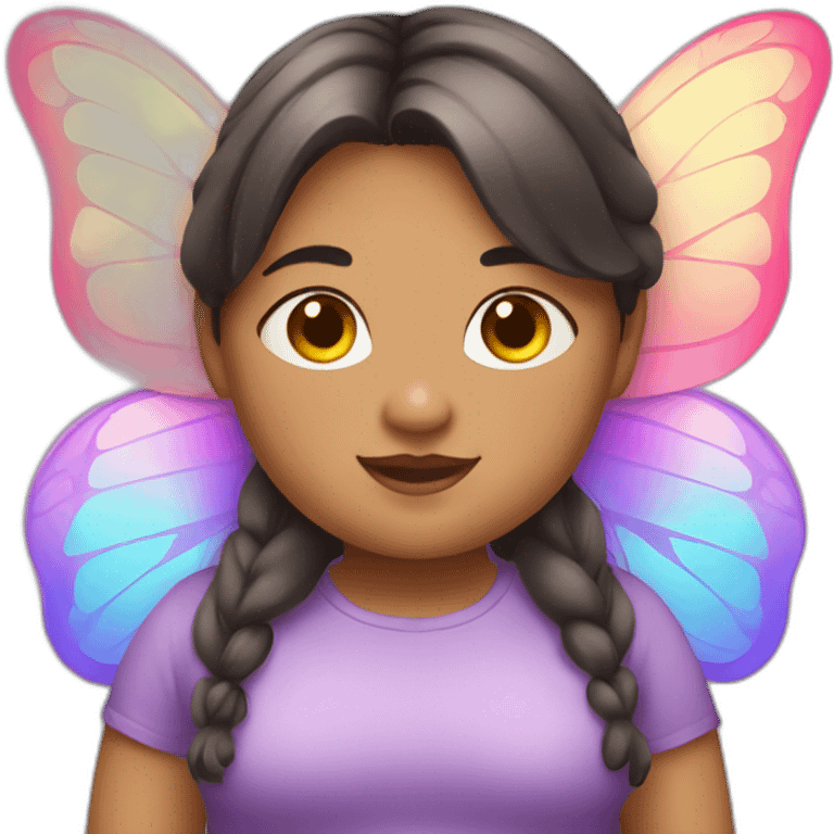 Chubby girl with butterfly wings emoji