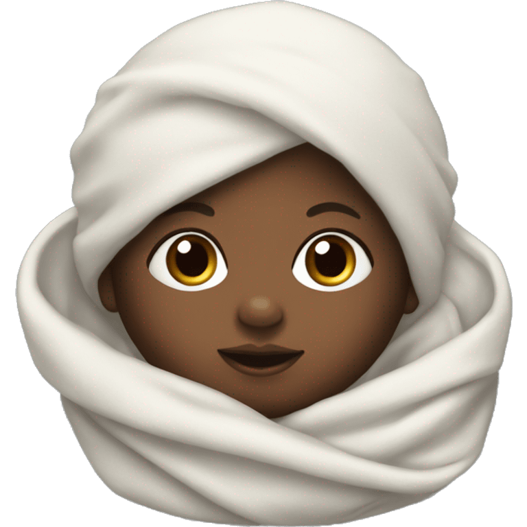 black baby swaddled in a beanie emoji