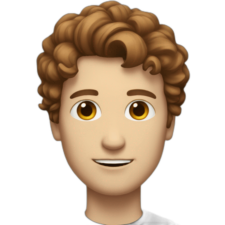 white man with brown hair connected with robots emoji