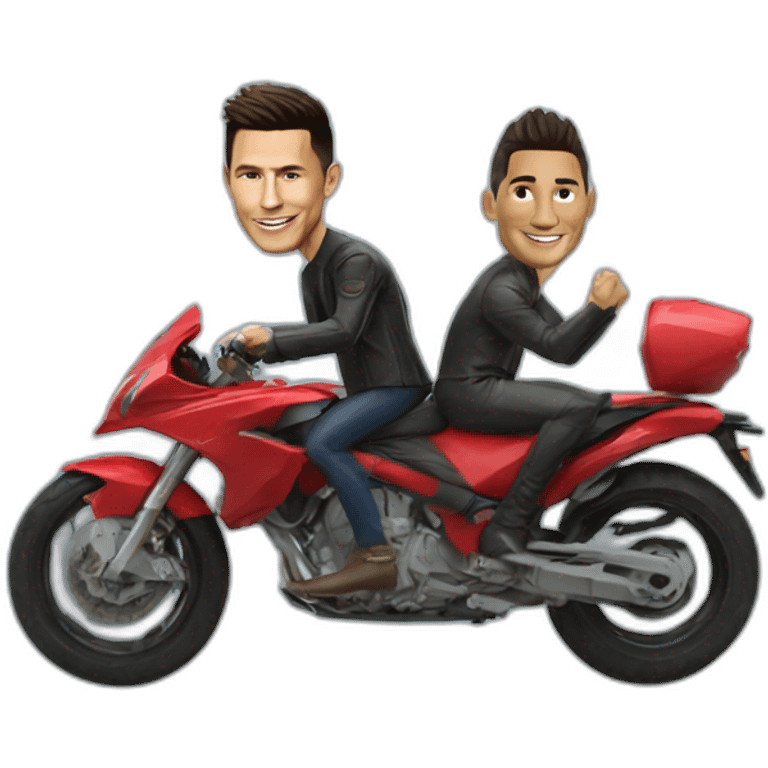 Cristiano Ronaldo riding Lionel Messi emoji