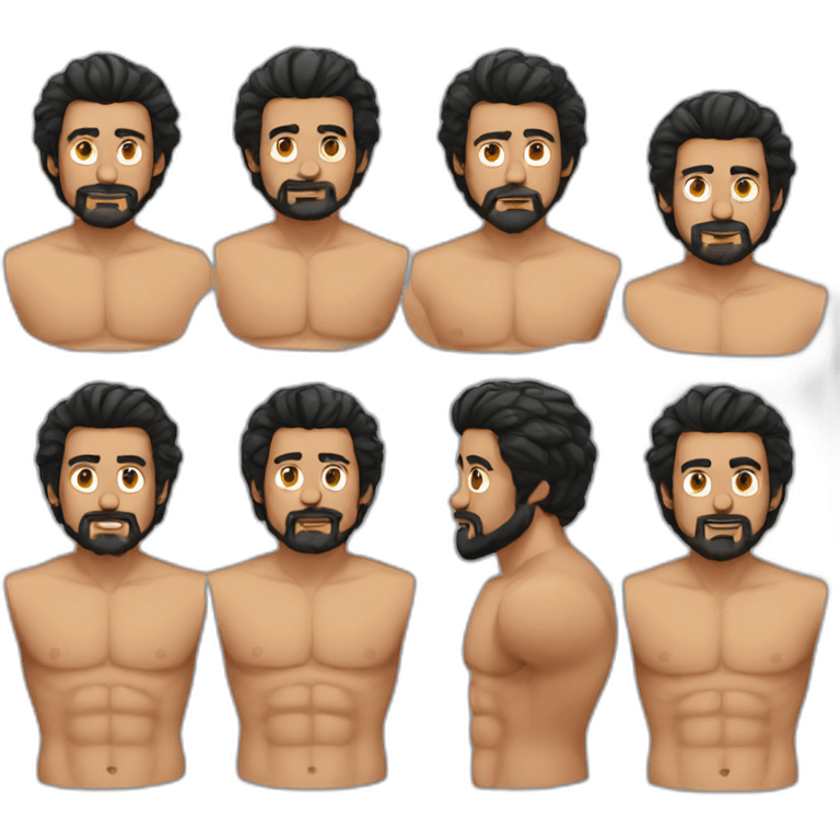 Swimming guy black hair and beard muscles emoji