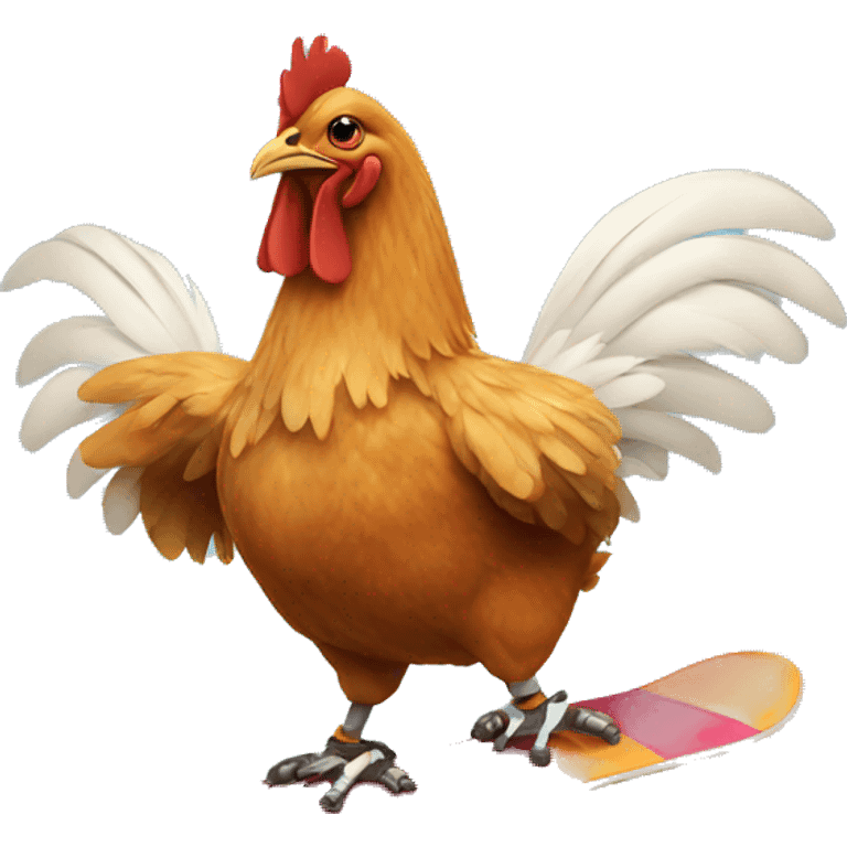 Chicken snowboarding  emoji