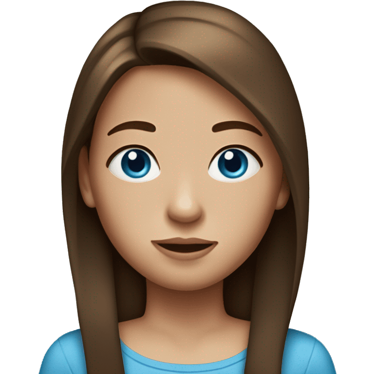 Girl with long straight brown hair, blue eyes, freckles  emoji