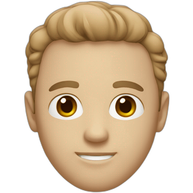 A monochromatic white man with brown eyes emoji