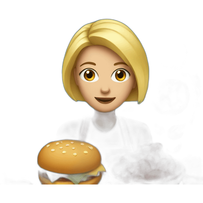 blonde woman surrounded by food emoji