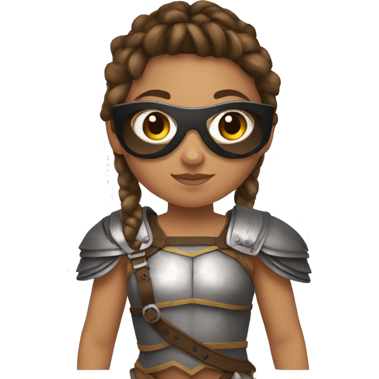 Girl gladiator with French braids, brown hair and sunglasses emoji