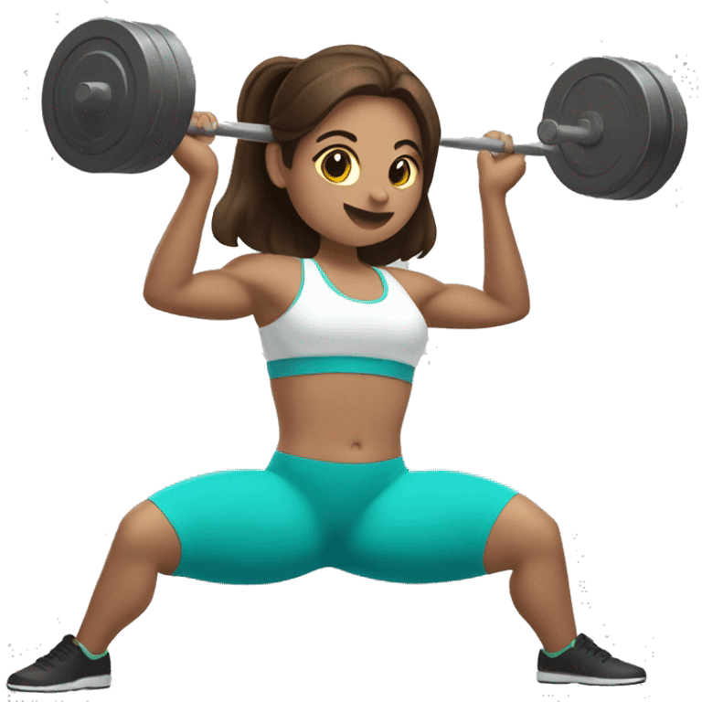 3 brunette girls doing weightlifting with a barbell emoji