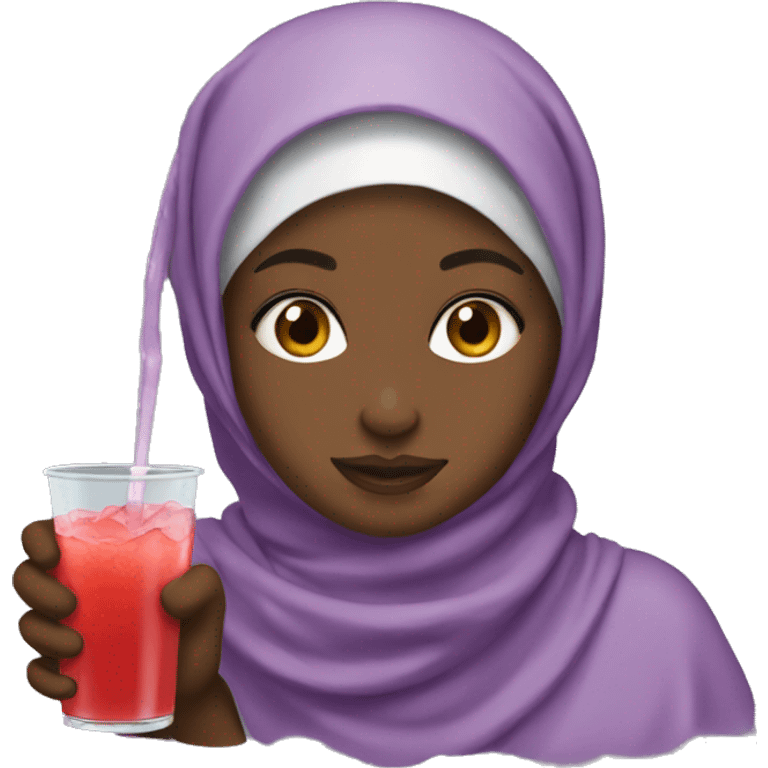 Black hijabi girl drinking koolaid emoji