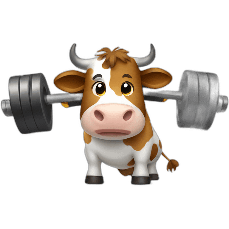 cow lifting weights emoji