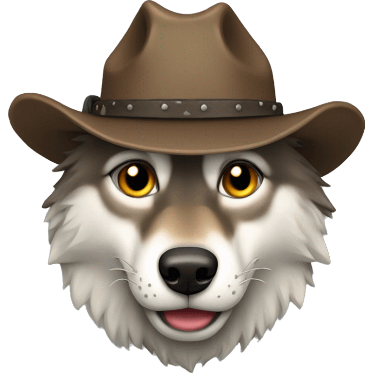 wolf wearing a cowboy hat emoji