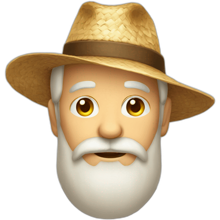 old bearded farmer wearing straw hat emoji