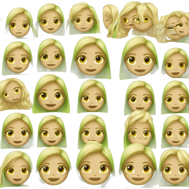 Half green half blonde hair girl emoji