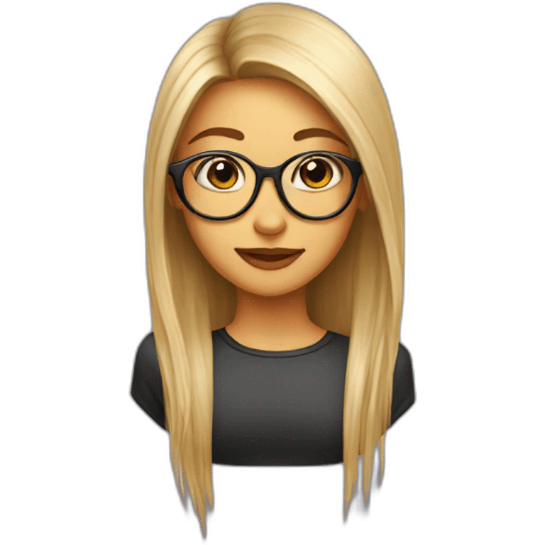 Girl with metal spectacles, long straight hair, ear piercings emoji