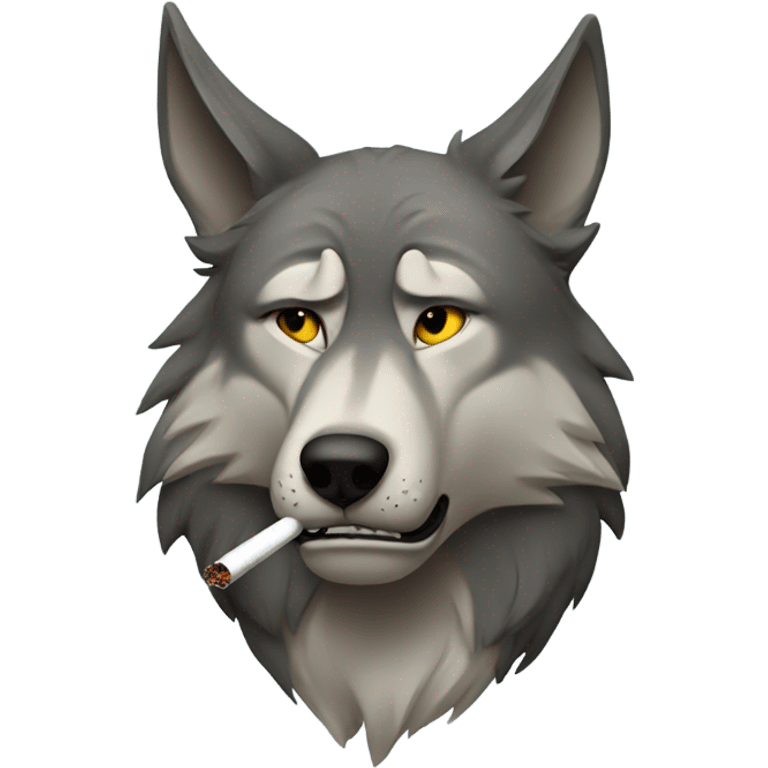 Exhausted wolf smoking a cigarette  emoji