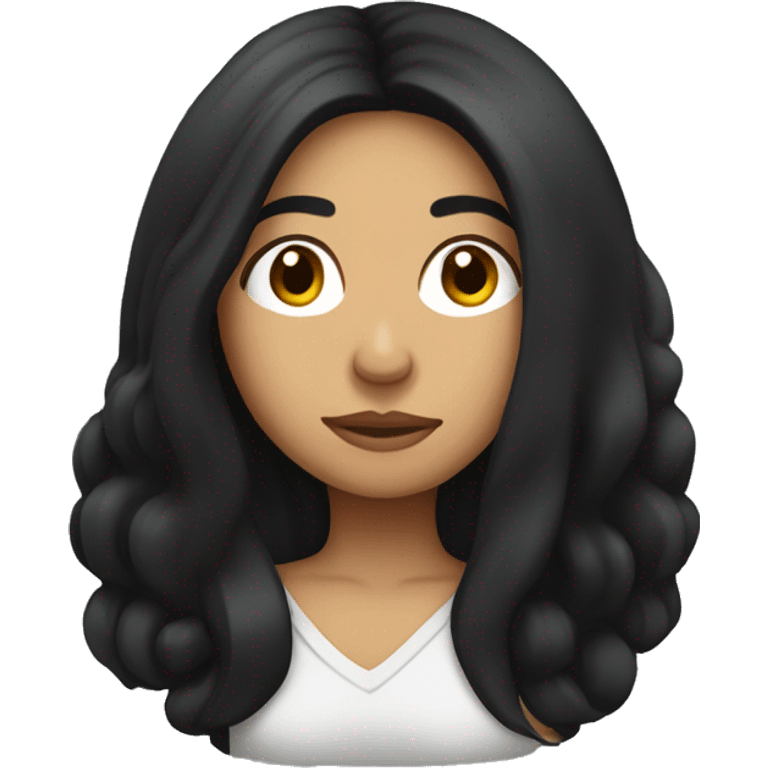 Hispanic female with long black hair super sleepy emoji