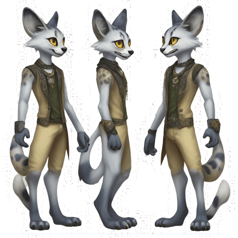 Anthro Sergal-Serval-Vernid full body emoji