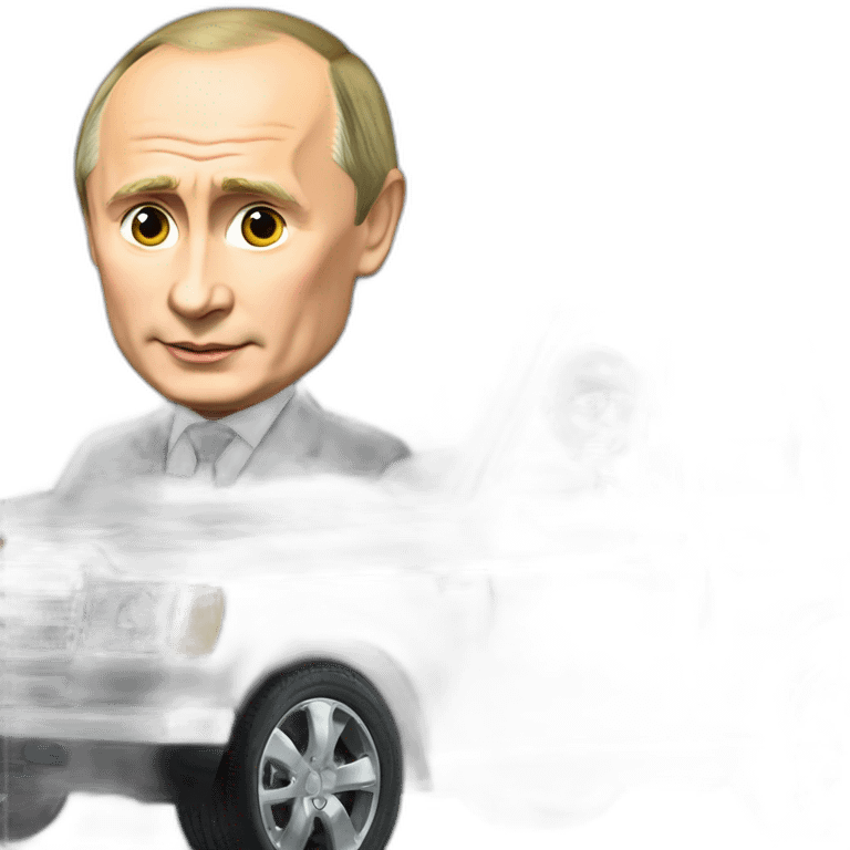 vladimir putin is driving a big black car emoji