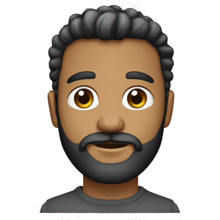 Garoto branco de barba olhos castanhos e cabelo baixo preto emoji