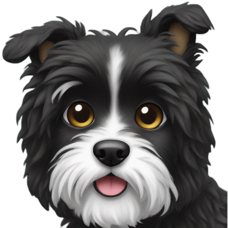 Black scruffy dog with white muzzle binky in mouth emoji