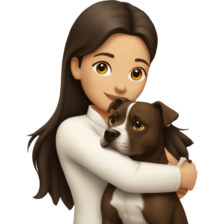 One brunette girl hugging pitbull  emoji