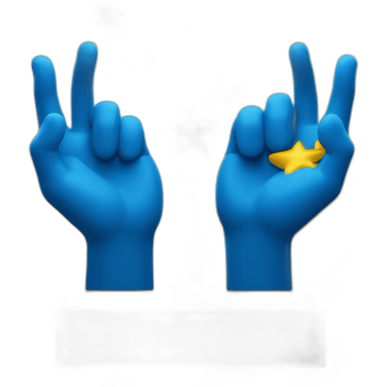 monument of two blue hands holding three yellow stars emoji