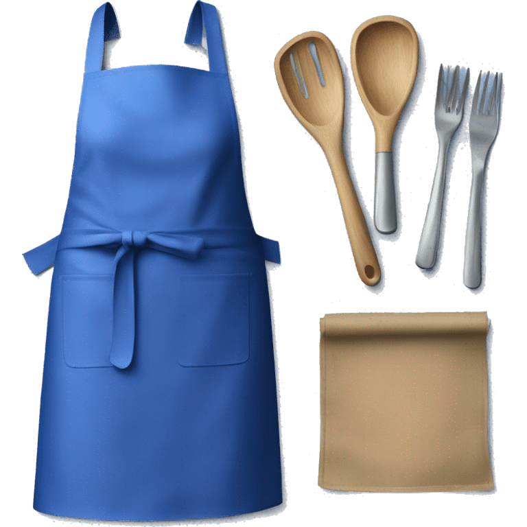 Realistic isolated cobalt blue kitchen apron. emoji