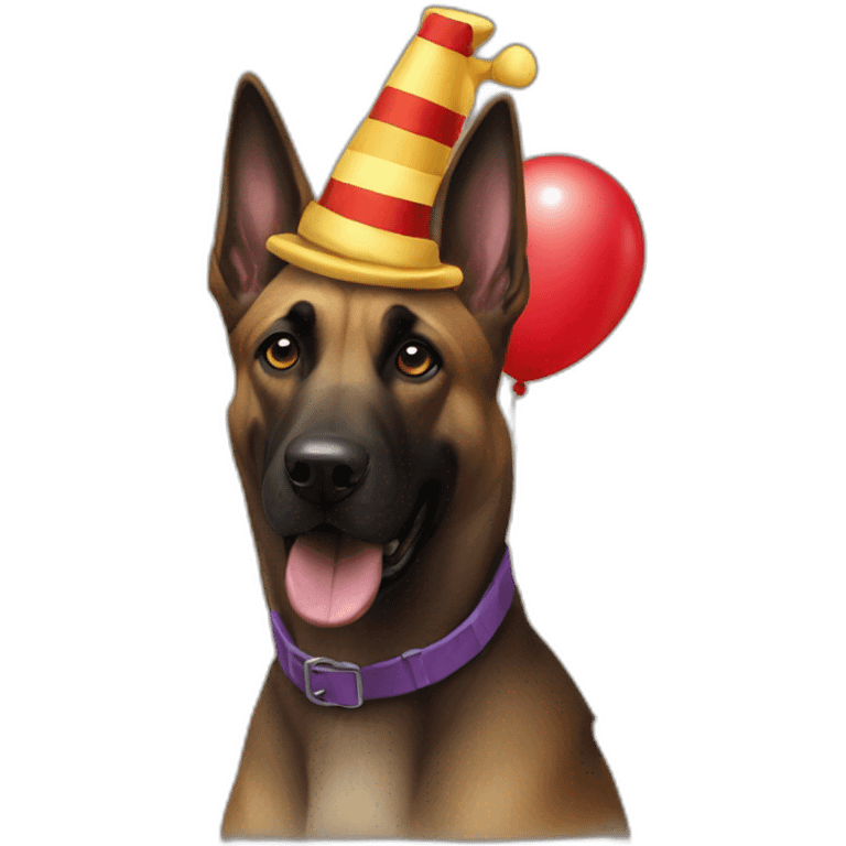 Malinois dog with ça clown emoji