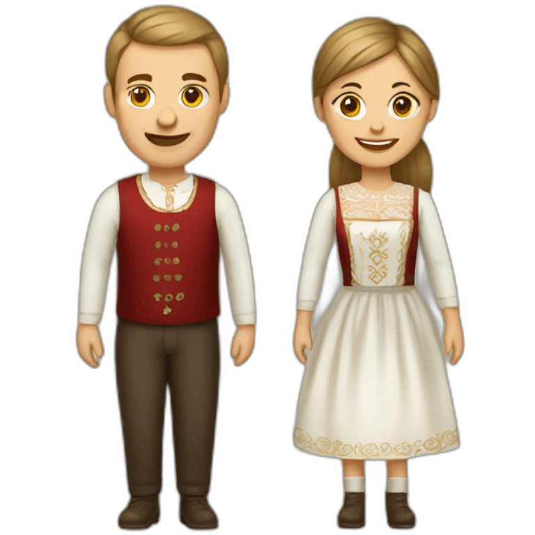 Make a festive tradition latvian man and woman emoji