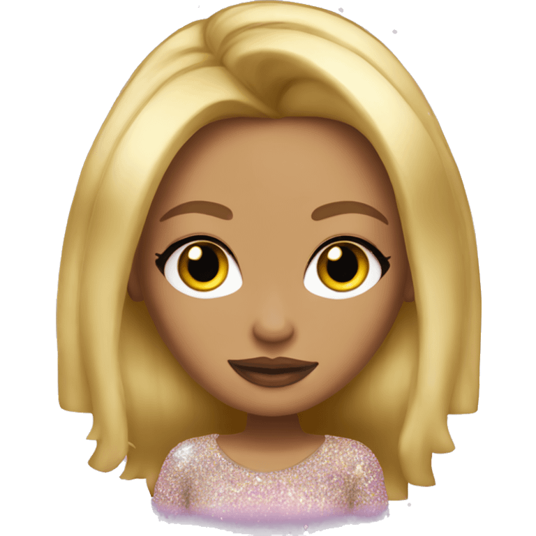 A Bratz with blonde hair and glitter emoji