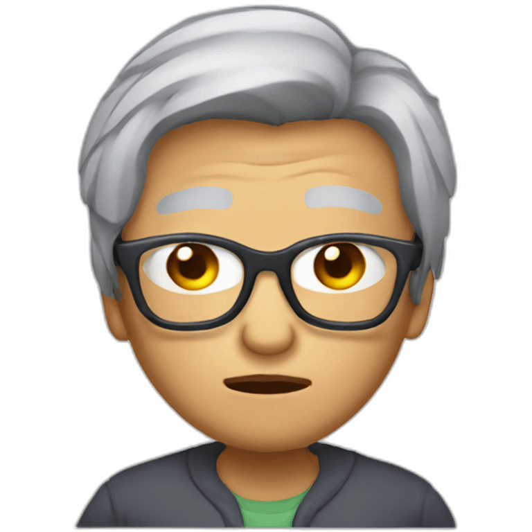 Chinese grey hair wear glasses thumb down emoji