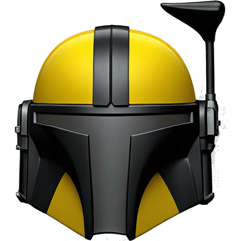 Gloss black and yellow mandalorian helmet with one antenna emoji